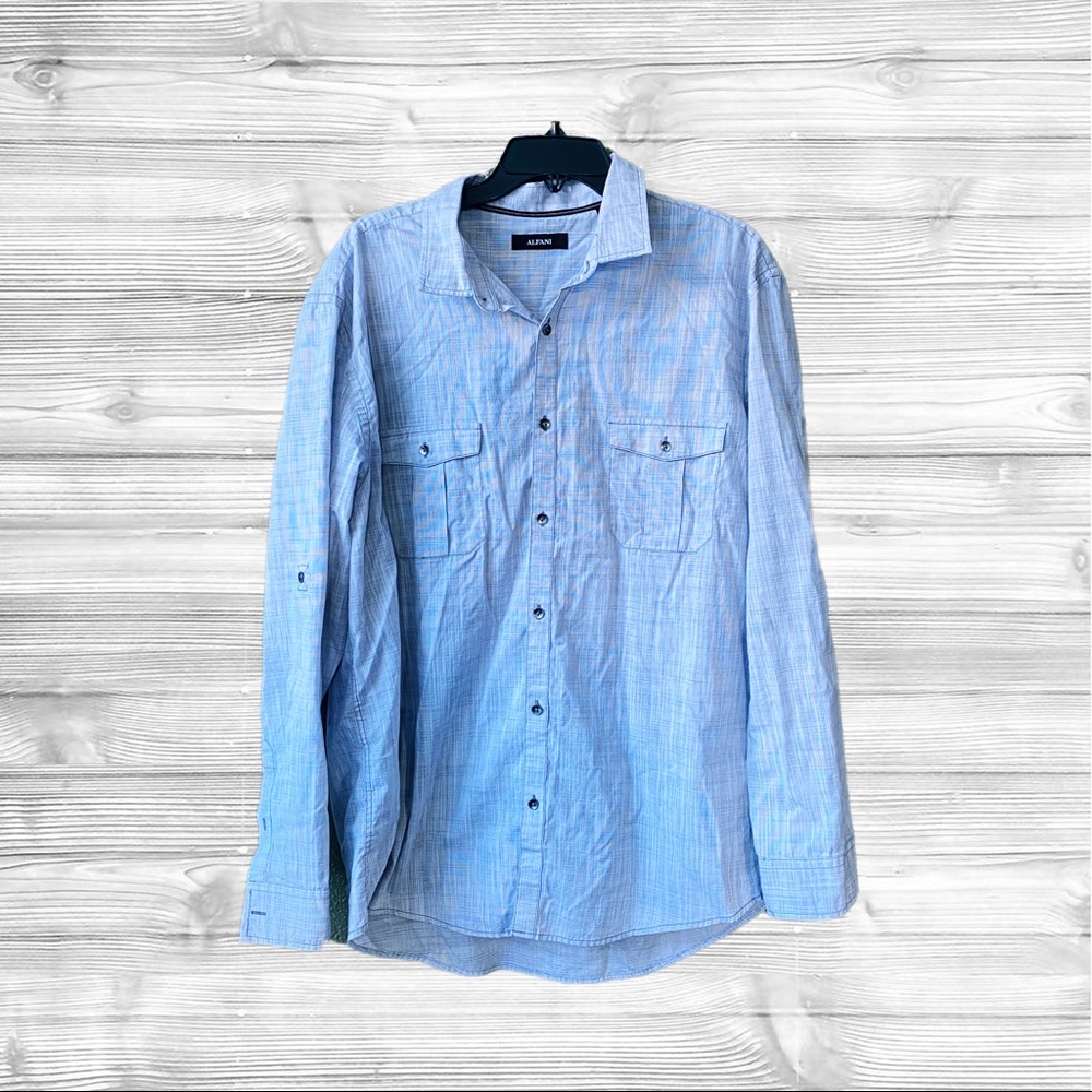 ALFANI Casual Button Down Dress Shirt XXL Grey
